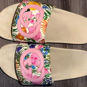 Floral Pink Slide Sandals